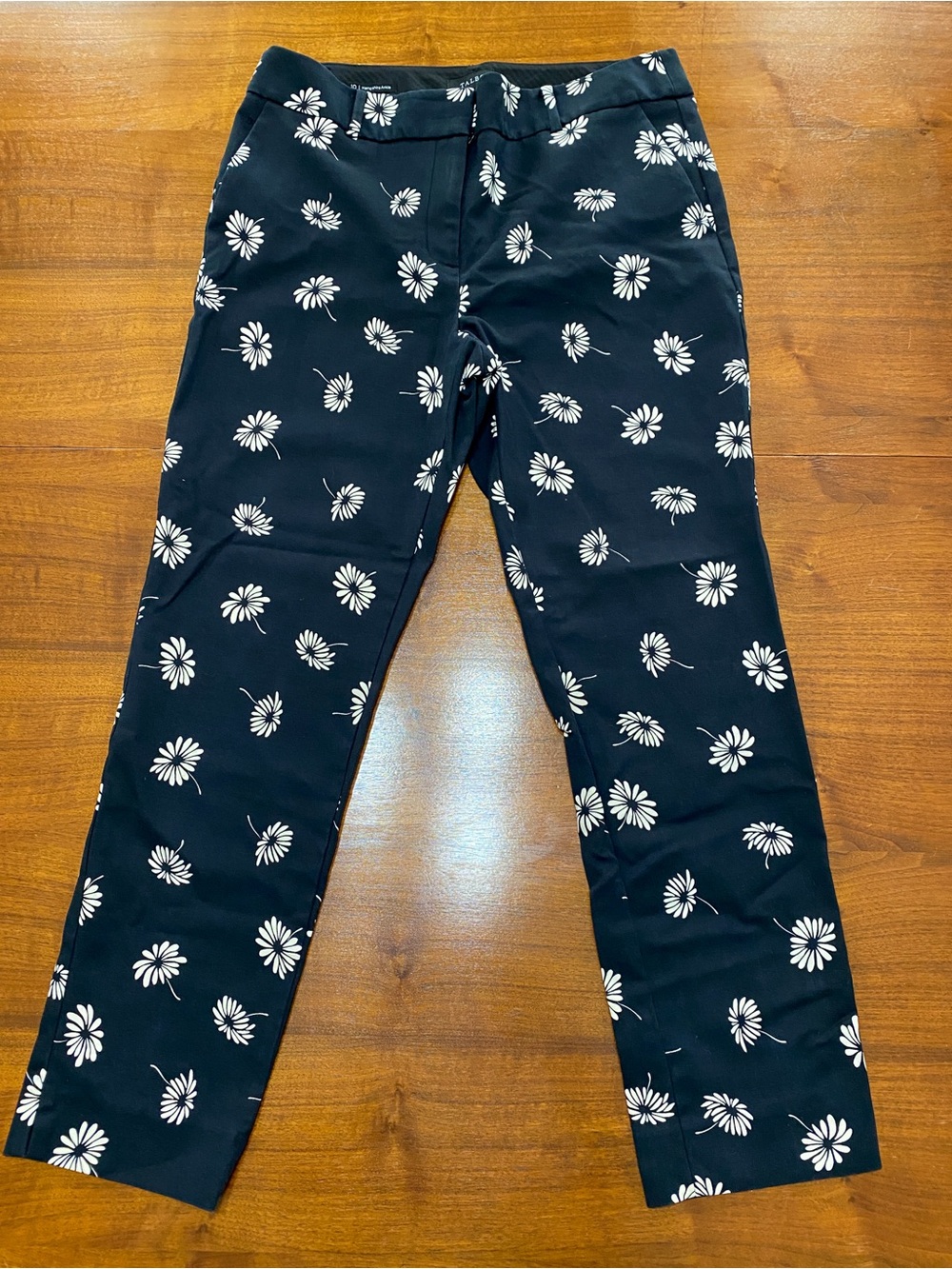 Talbots Black Pants with White Daisy Print